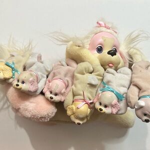 Vintage Hasbro Puppy Surprise Plush Dog 1991 Pink Cream 6 Babies Stuffed Toy